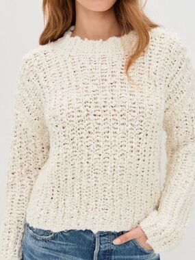 LE BOP Cozy Open-Knit Crewneck Sweater